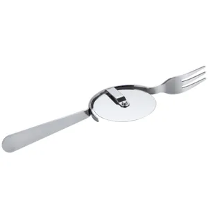Cortador de pizza de acero inoxidable con tenedor, herramienta de cocina multiusos.