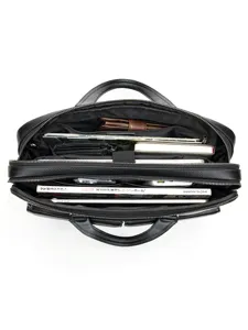 Sacoche pour ordinateur portable en cuir véritable noir, mallette d'affaires avec compartiments.
