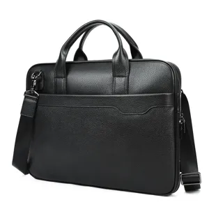 Borsetta da Lavoro da Ufficio Grande Capacità Borsa a Tracolla con Manico Superiore Borsa per Laptop d'Affari in Vera Pelle da Uomo