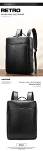 Sac a dos d'affaires en veritable cuir pour homme, grand voyage sac pour ordinateur portable.