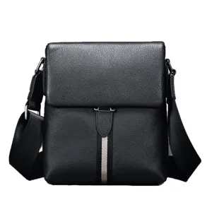 Men's genuine leather crossbody bag casual business shoulder bag stylish messenger bag