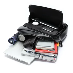 Sac à dos professionnel en cuir pour homme grande capacité avec compartiment pour ordinateur.