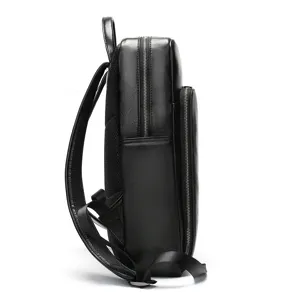 Sac à dos en cuir noir pour homme voyage affaires ordinateur portable vue latérale