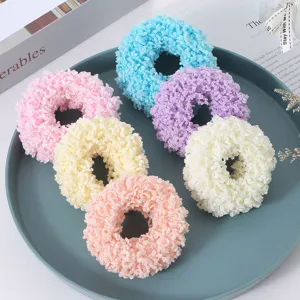 Luminous Glow In The Dark Hair Ties High Elastic Terry Fabric Scrunchies Solid Color Korean Style Sweet Ponytail Holder Hair Bands For Women Girls Daily Party