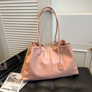 Vintage Minimalistische Tragetasche Mit Großem Fassungsvermögen Für Damen PU Leder Einfarbig Pendler Umhängetasche Handtasche