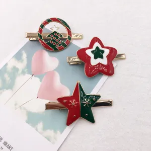 Christmas hair clips cute enamel duckbill clips holiday hair accessories for women and kids.