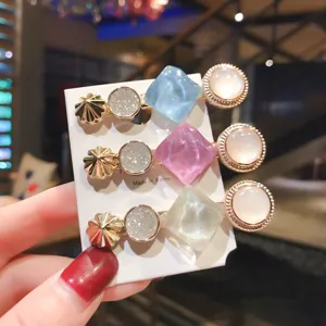 Bonito set de pinzas para el cabello macaron estilo coreano color caramelo mujer