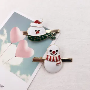 Cute Christmas snowman hair clips metal duckbill clips for women kids holiday hair accessories