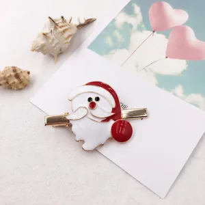 Christmas Santa Claus hair clip metal duckbill hairpin cute holiday hair accessories.