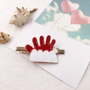 Cute red and white enamel hair clip alloy duckbill clip fashion sweet hair accessories