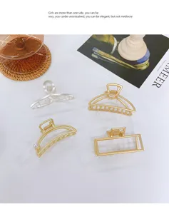 Matte metal hair claw clip set, elegant geometric design for women's hairstyles and daily wear.