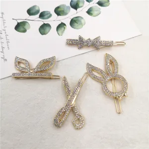 Gold rhinestone hair clips set, sparkling crystal fringe pins, cute hair accessories for women.