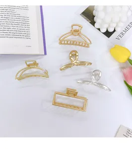 Korean matte metal hair claw clips set stylish geometric hair accessories for women