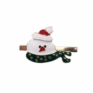 Christmas snowman hair clip cute holiday metal duckbill hairpin for women and kids party.