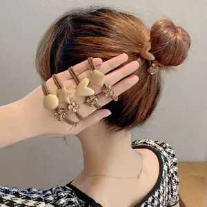 Korean Style Simple Rhinestone Hair Rope For Women Heart Star Geometric Elastic Hair Band Dual Use Bracelet Hair Accessories