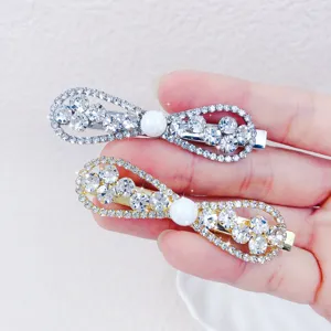 Sparkling rhinestone bow hair clips, elegant zircon side hairpins for daily cute styling.