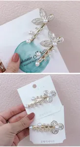 Korean style rhinestone pearl hair clip sweet duckbill side clip for women and girls hair styling