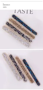 Korean style rhinestone horsetail clip hair barrette elegant metal hair accessory for women