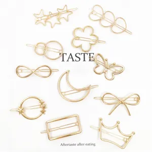 Fashion Bowknot Butterfly Star Hair Clips Gold Silver Alloy Rhinestone Hairpins Women Geometric Moon Barrette Accessories