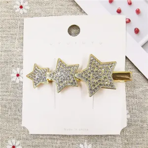Rhinestone star hair clip metal duckbill clip sparkling crystal hair accessory for women.