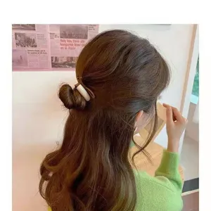 Ins style milk tea brown hair tie with white ring minimalist sweet hair rope for women daily wear
