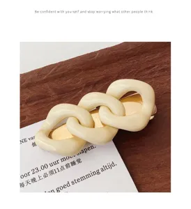 Milk tea color chain hair clip minimalist acrylic hair barrette for women daily styling.