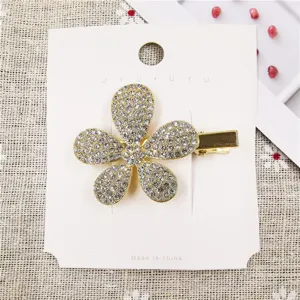 Rhinestone flower hair clip metal duckbill hairpin sweet daily hair accessories for women