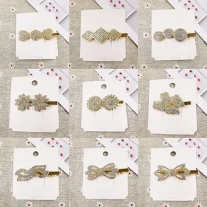 9 pieces elegant rhinestone metal duckbill hair clips set, cute bow floral fashion accessories.