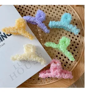 Lot de pinces à cheveux en tissu transparent pastel, accessoires de coiffure mignons pour femmes.