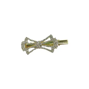 Gold rhinestone bow hair clip duckbill metal hairpin elegant vintage hair accessories for women