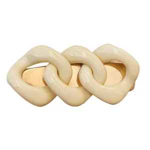 Chic milk tea color chain hair clip, elegant minimalist design for women's daily styling.