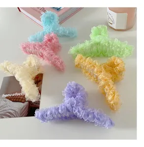 Pinces à cheveux en organza maillé multicolore, accessoires élégants pour les femmes.