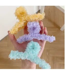 Pince à cheveux en organza, pinces requin froncées mignonnes pour le coiffage quotidien.