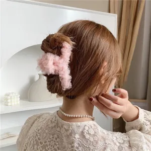 Pince a cheveux en dentelle rose requin elegante pince griffe style coreen accessoires cheveux