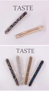 Rhinestone duckbill hair clip set, sparkling crystal side clips, elegant women hair accessories.