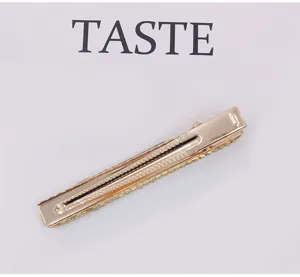 Gold rhinestone hair clip for women, sparkling crystal side duckbill clip for daily styling.