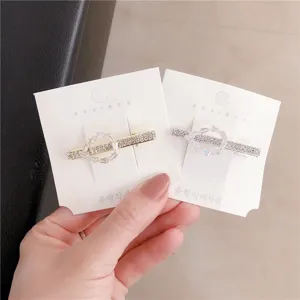 Elegant rhinestone geometric hair clip set, Korean style sparkling hair barrette for women.