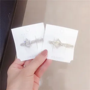 Elegant geometric rhinestone hair clip set, sparkling crystal hair barrette for women and girls.