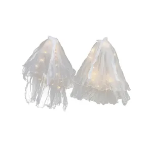 Witte oplichtende LED bruidssluis kinderen sprookje haaraccessoire met dubbellaagse tule