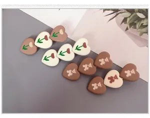 Korean style cute heart-shaped hair clips with tulip and bear patterns for daily sweet styling.