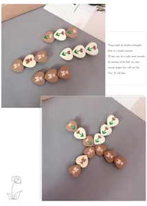 Cute Korean style heart shape tulip bear hair clip sweet side clip fashion hair accessories