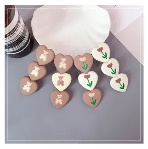 Korean cute heart hair clips with cute bear and tulip patterns for sweet daily styling accessories