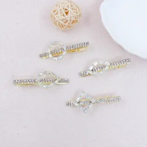 Fermagli per Capelli Geometrici in Lega con Strass Stile Coreano per Donna Eleganti Lucidi Svuotato Fiocco Pinza a Becco d'Anatra Accessori