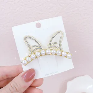 Pearl cat ear hair clip rhinestones sweet side barrette fashion hair accessories for women