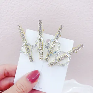 Set di mollette per capelli geometriche con strass dorati forcine in cristal per donne ragazze