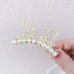 Pearl cat ear hair clip gold side barrette cute fashion hair accessories for women summer styling