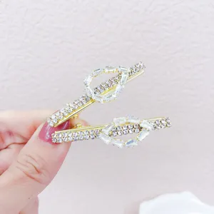 Set fermagli per capelli strass dorati zirconi trasparenti lucidi accessori capelli carini