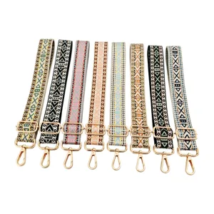 Bandoulière de Sac Style Ethnique Broderie Jacquard Sangle d'Épaule Réglable Remplacement Pour Sacs à Main Sac à Dos