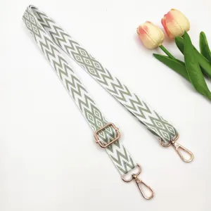 Sangle de sac géométrique vert et blanc bandoulière réglable de rechange largeur 2,5 cm