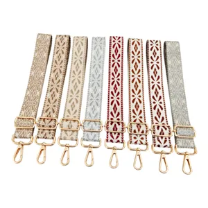 Woven embroidered bag strap 3.8cm wide replacement adjustable shoulder crossbody strap for purse bag